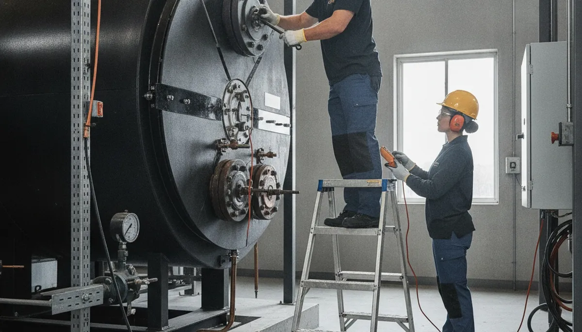 Boiler repair technician servicing Fresno, CA home heating system for reliable warmth and efficiency
