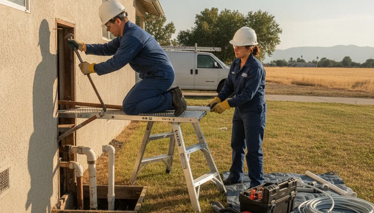 Fresno, CA plumber repairing a sink leak for residential plumbing service