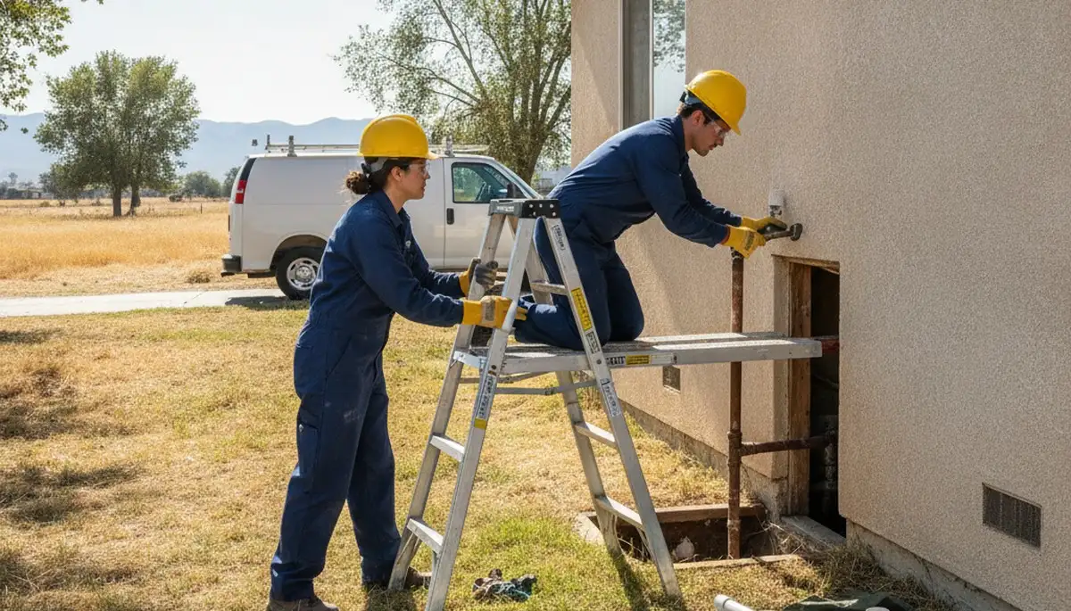 Fresno, CA plumber repairing a residential pipe for fast plumbing service