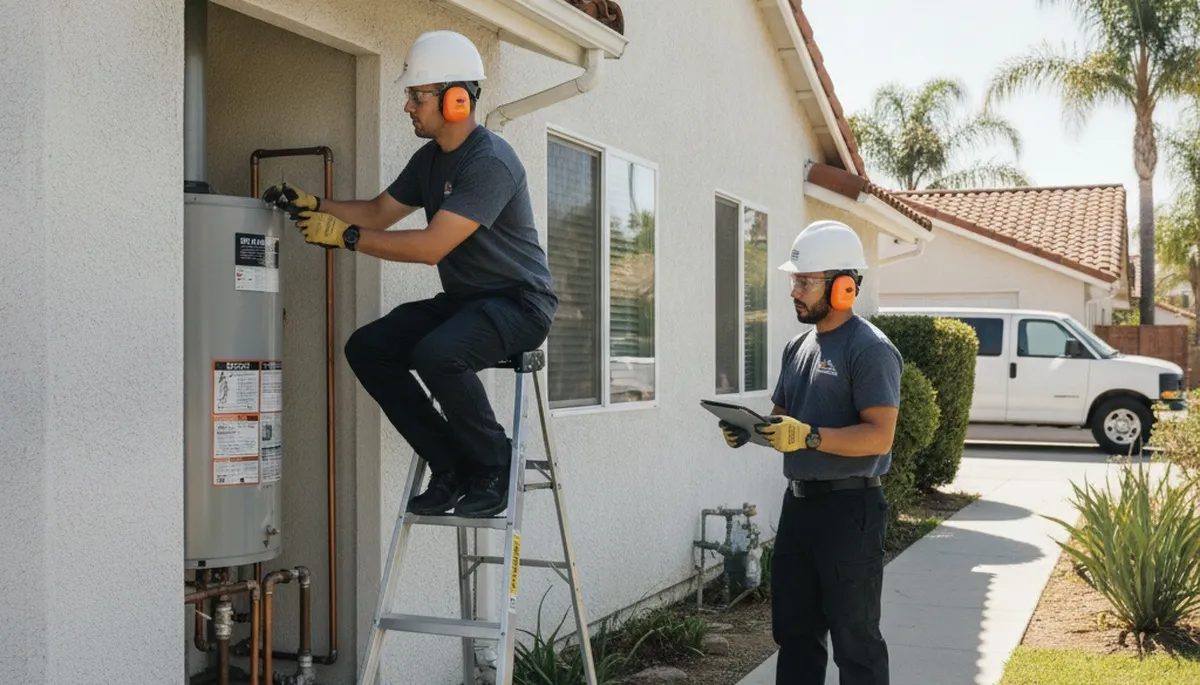Plumber repairing a leak in Fresno, CA for residential plumbing service