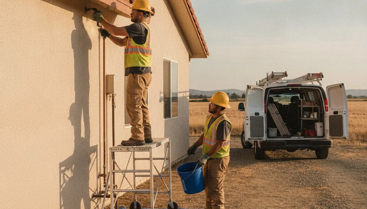 Fresno, CA plumber repairing a leak for a local plumbing service