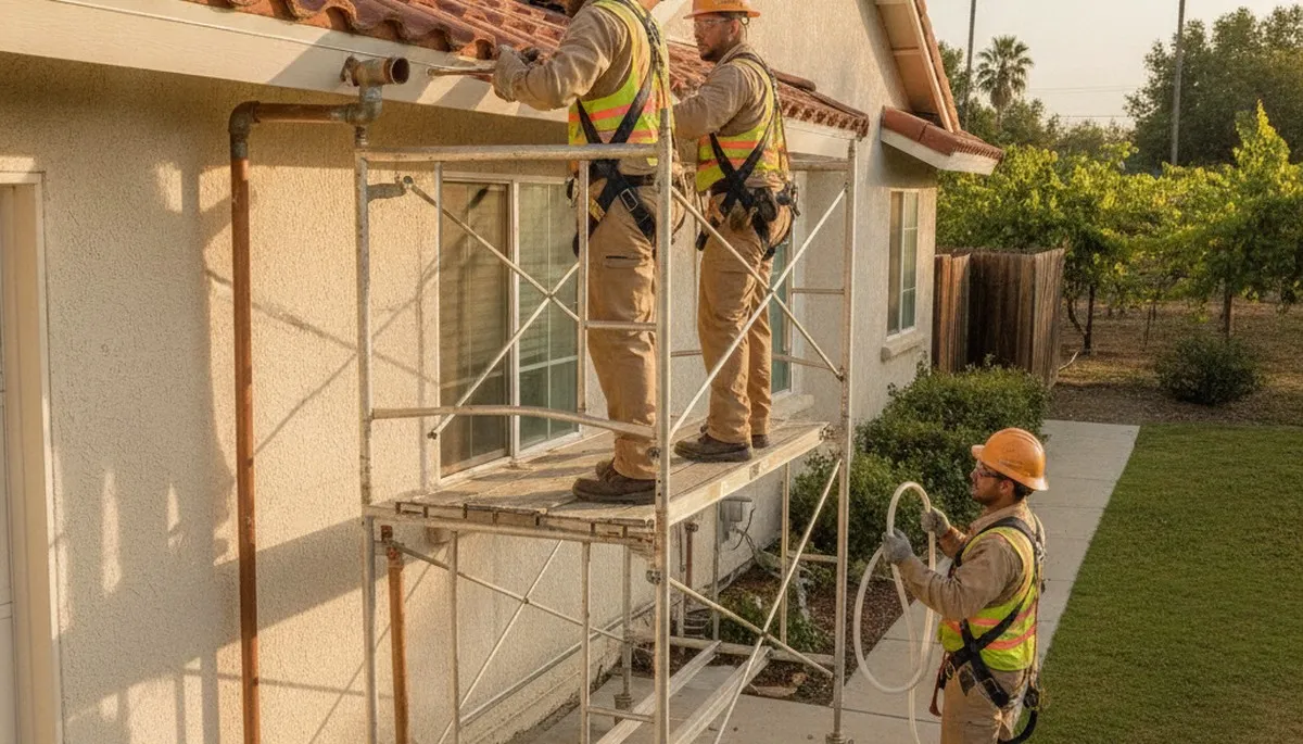 Professional Fresno, CA plumber repairing a residential plumbing issue for local plumbing repair service