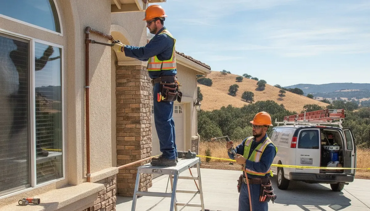 Fresno, CA plumber repairing a leak for a residential plumbing service call