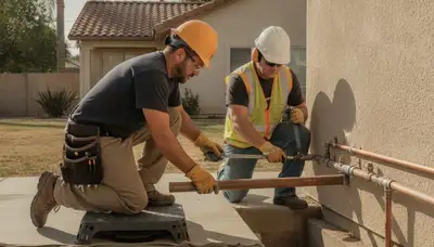 Plumber repairing a leak in Fresno, CA for a professional plumbing repair service