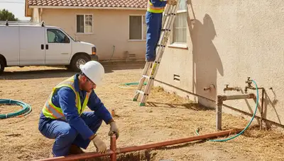 Fresno, CA plumber repairing a residential pipe for plumbing repair service