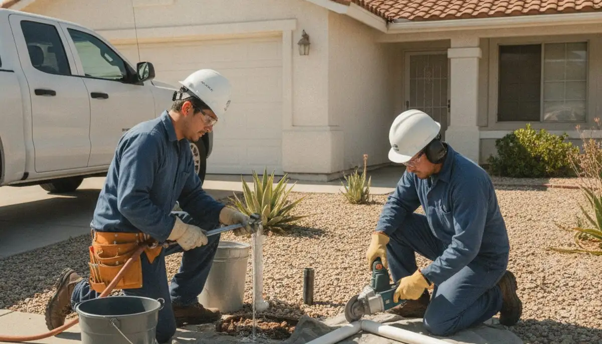 Plumber repairing a leak in Fresno, CA for residential plumbing service