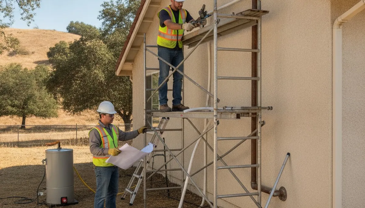 Plumber repairing a leak in Fresno, CA for residential plumbing service
