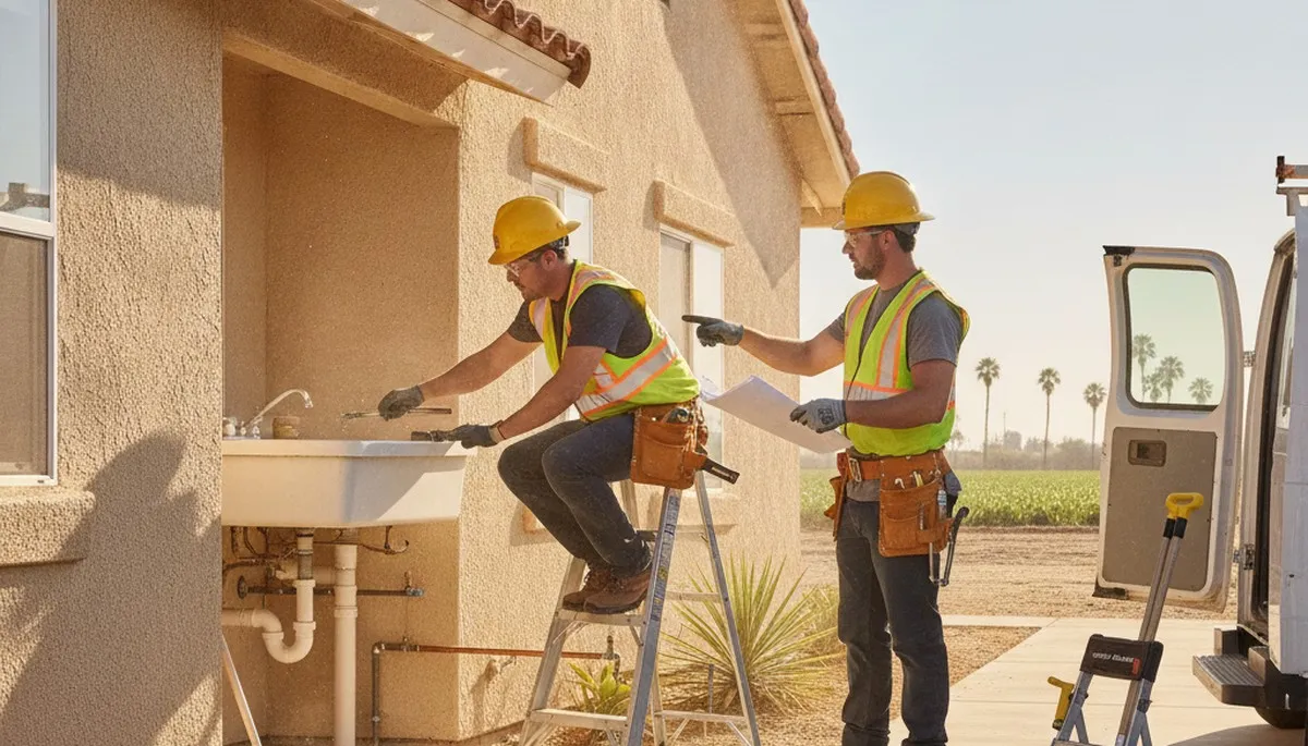Fresno, CA plumber repairing a leaking pipe for residential plumbing service