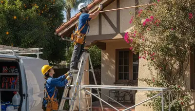 Plumber in Fresno, CA inspecting plumbing repair for a local home service call