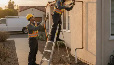 Fresno, CA plumber repairing a leak for residential plumbing service