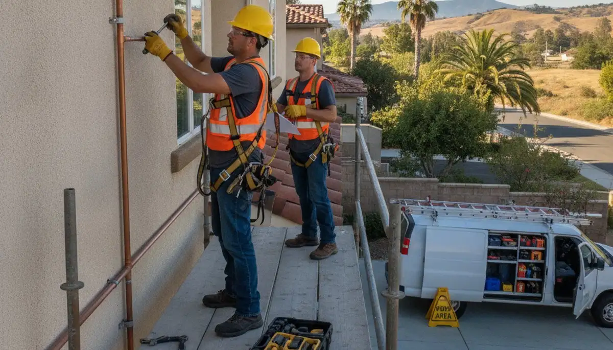 Fresno, CA plumber repairing a leak for residential plumbing service