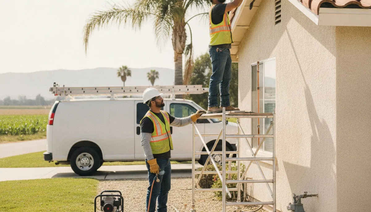 Fresno, CA plumber repairs plumbing for a local home service call
