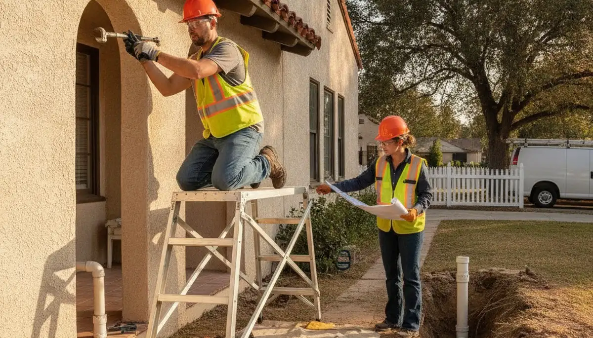 Fresno, CA plumber repairing a residential leak for plumbing repair services