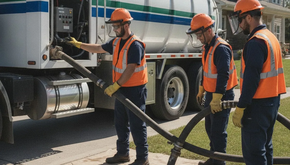 Fresno, CA plumber pumping septic tank for reliable home plumbing maintenance