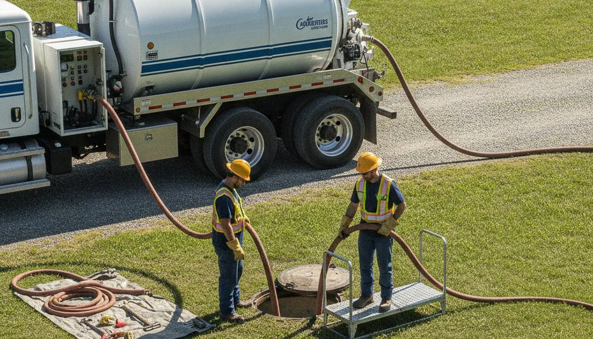 Septic pumping service truck for Fresno, CA homes by On Call Plumbers