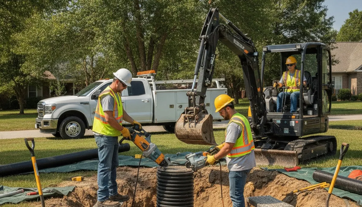 Fresno, CA plumber inspecting septic repair system for slow drains and failing components