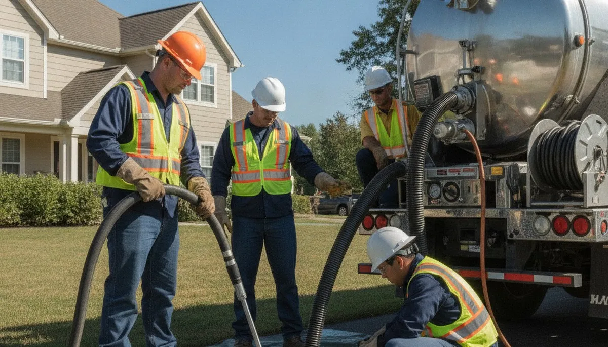 Fresno, CA plumber cleaning a septic tank for residential plumbing maintenance