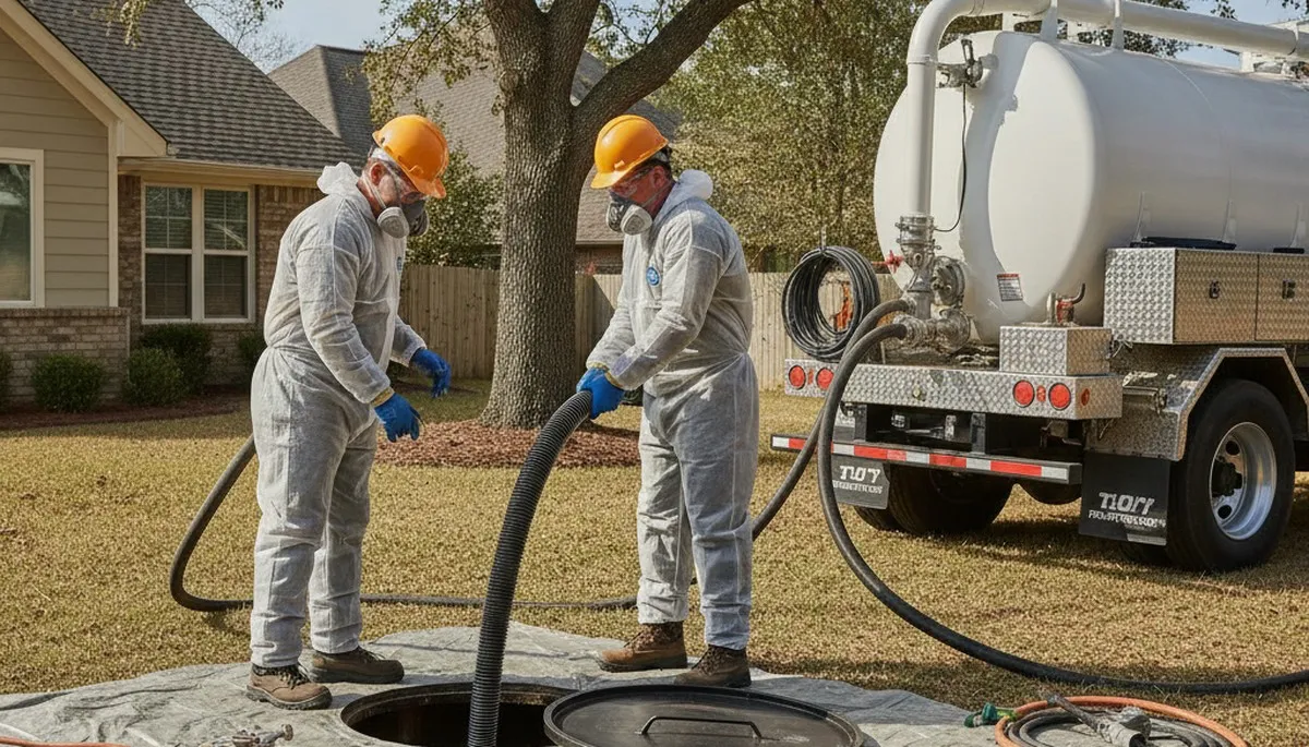 Fresno, CA plumber cleaning a septic tank for reliable home plumbing service
